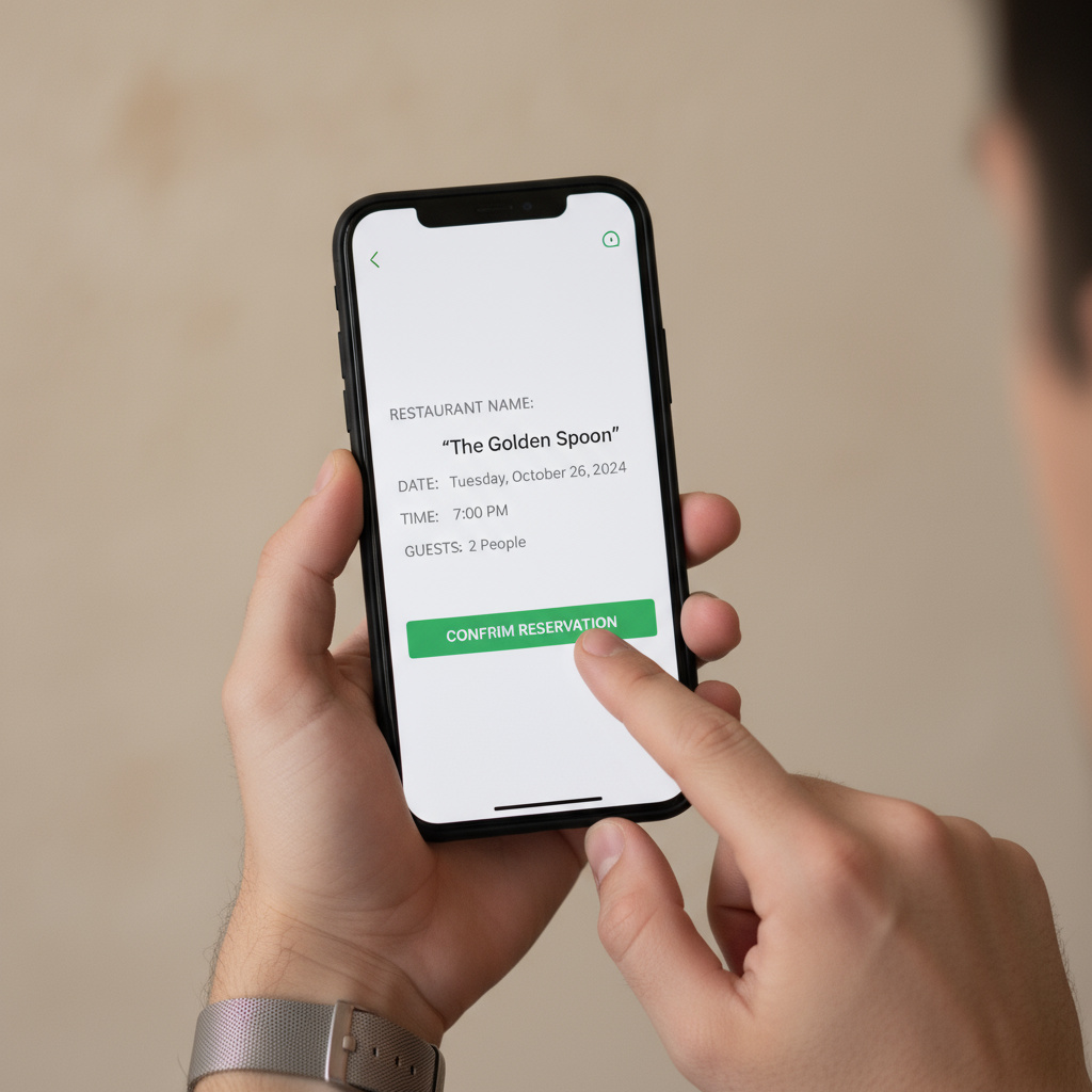 Smartphone mit Reservierungsoberfläche